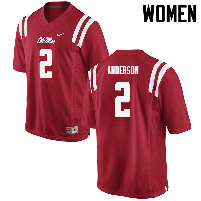 Deontay Anderson Ole Miss Rebels NCAA Women's Red #2 Stitched Limited College Football Jersey OBG4158RB